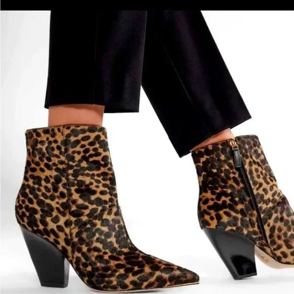 Tory Burch leopard print calf hair ankle boots - Picture 3 of 13